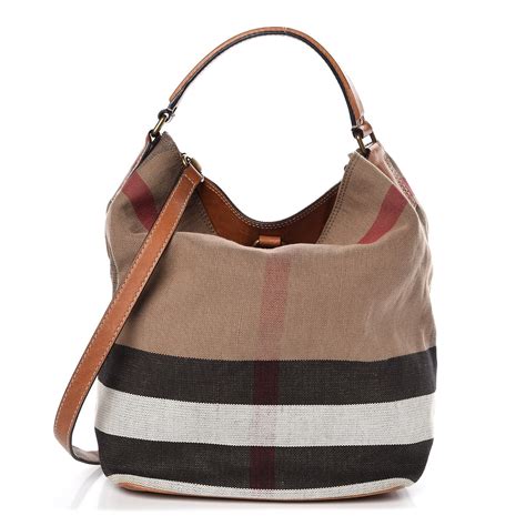 burberry canvas check medium susanna ashby hobo saddle brown nwt|Burberry Check Hobo Bags & Handbags for Women.